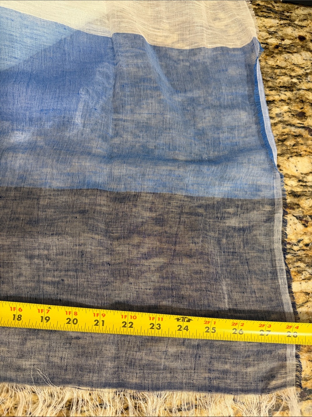 Tommy Bahama Linen Cotton Colorblock Fringe Scarf Turkish Sea NWT OS - Picture 4 of 5